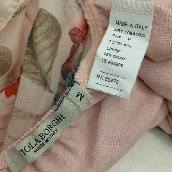 Silk Blouse Pink w Roses Off Shoulder if Desired - Picture 7 of 12